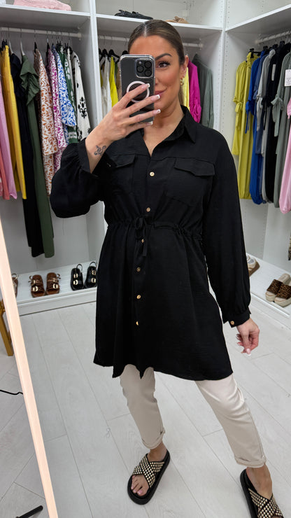 Kaitlin Plain Drawstring Waist Tunic