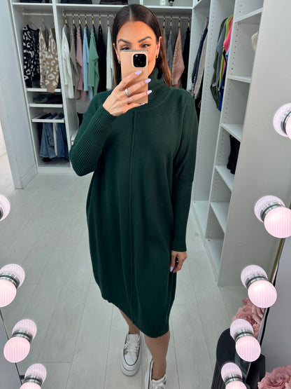 Farimah Plain Oversized Roll Neck Jumper Dress
