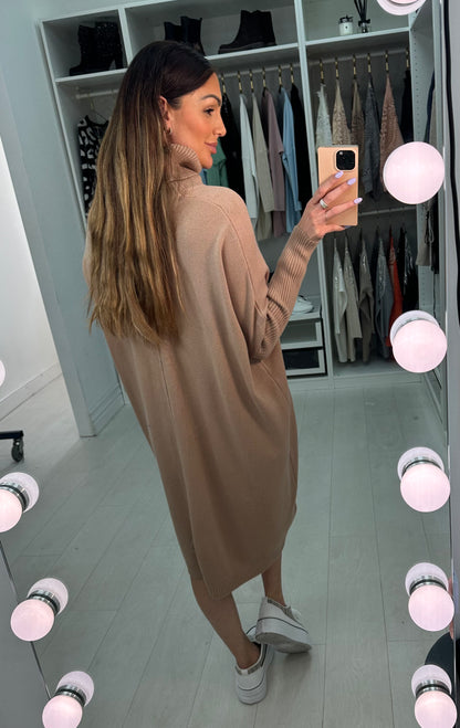 Farimah Plain Oversized Roll Neck Jumper Dress