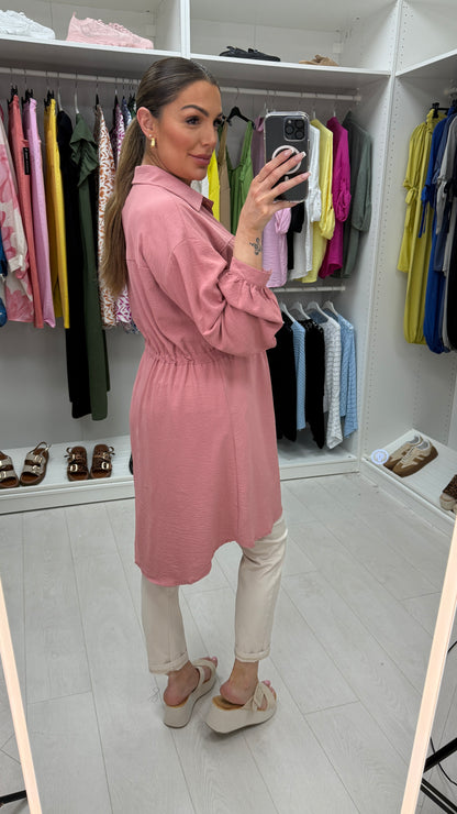 Kaitlin Plain Drawstring Waist Tunic