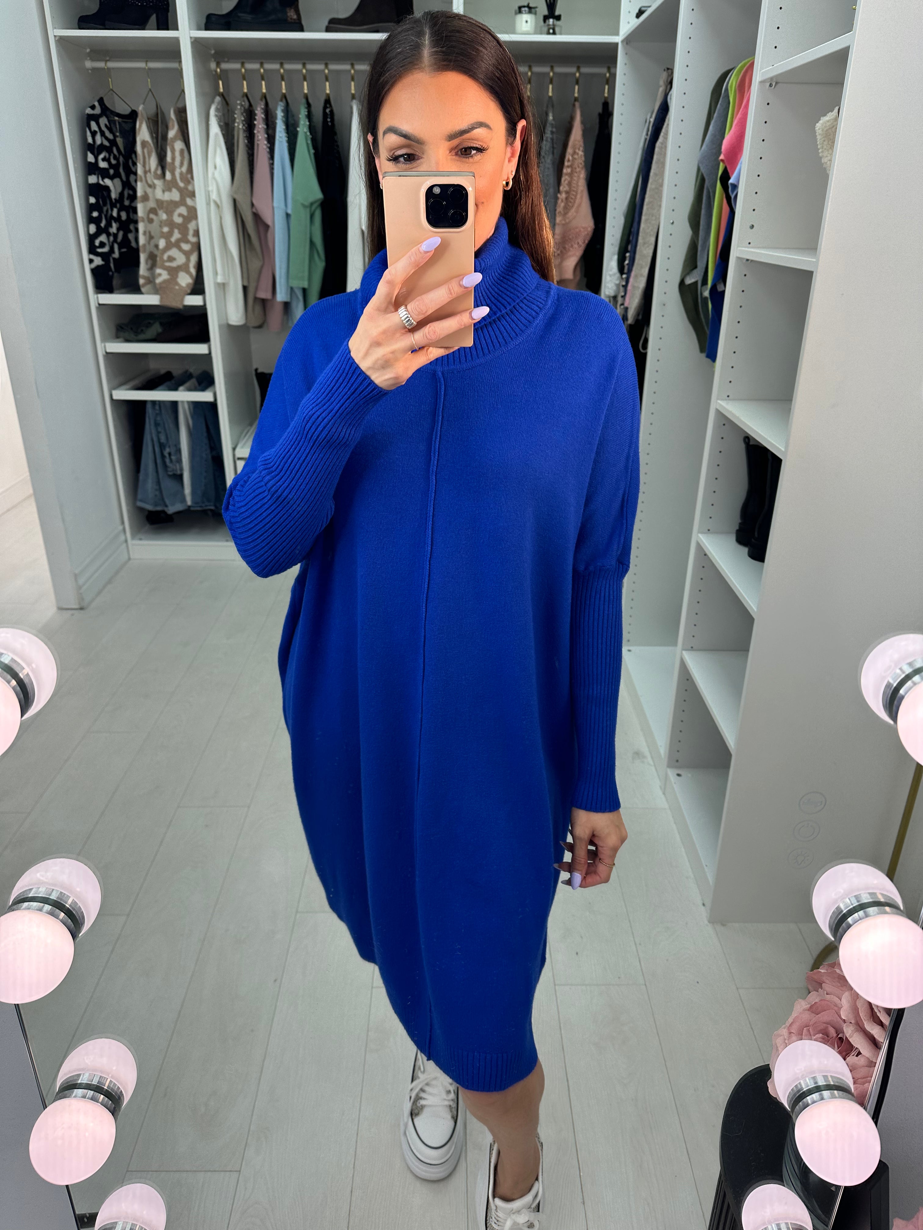 Farimah Plain Oversized Roll Neck Jumper Dress