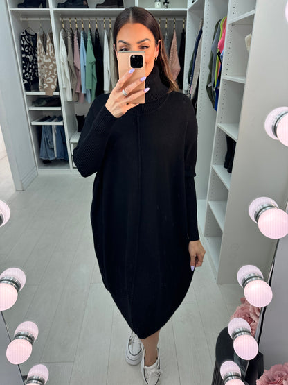 Farimah Plain Oversized Roll Neck Jumper Dress