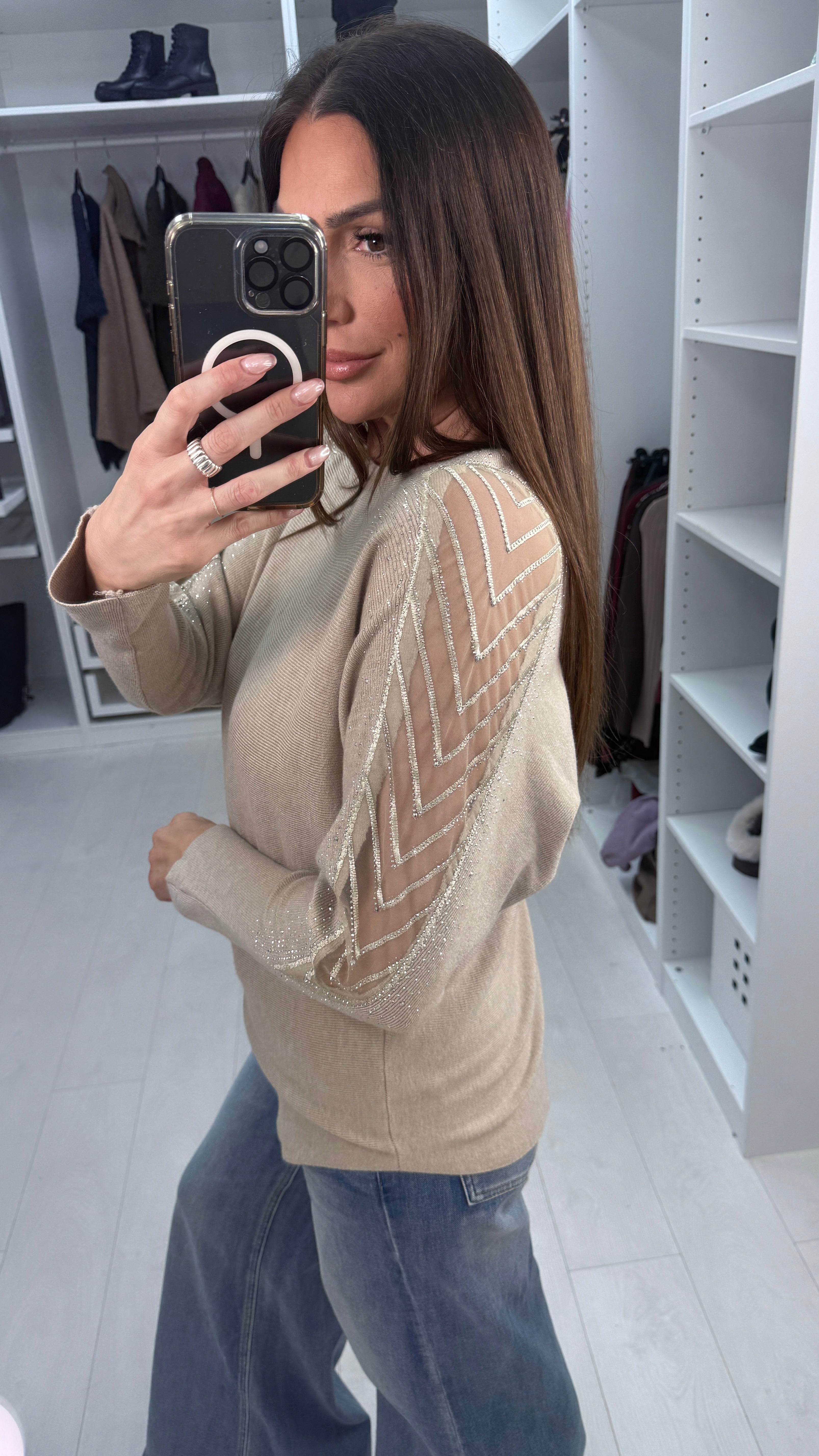 Michaela Embellished Sleeve Knit Jumper