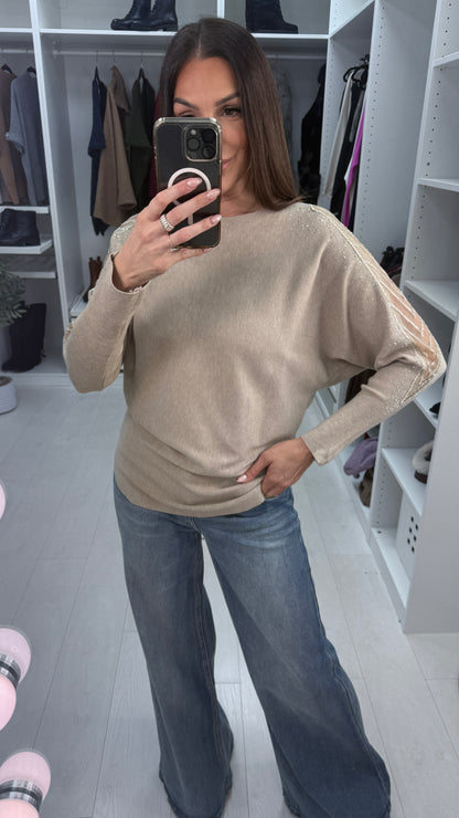 Michaela Embellished Sleeve Knit Jumper