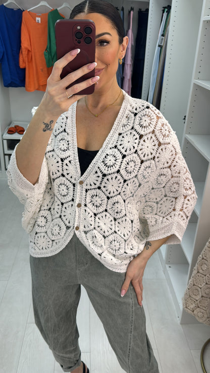 Belmira Crochet Batwing Sleeve Cardigan