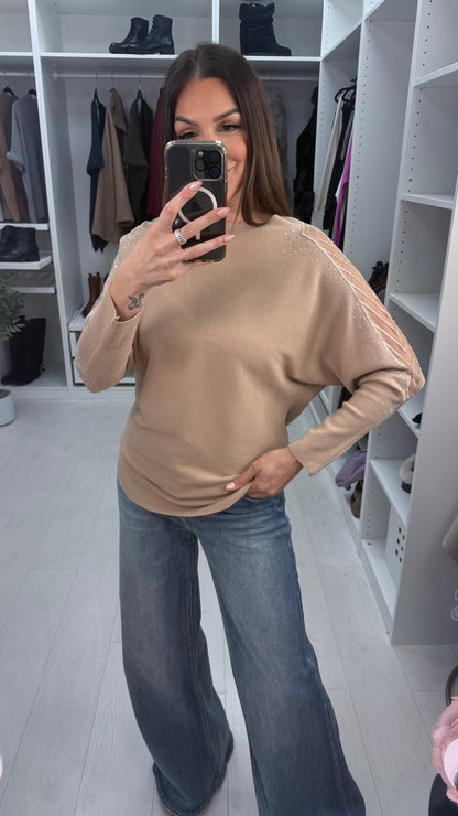 Michaela Embellished Sleeve Knit Jumper
