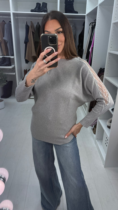 Michaela Embellished Sleeve Knit Jumper