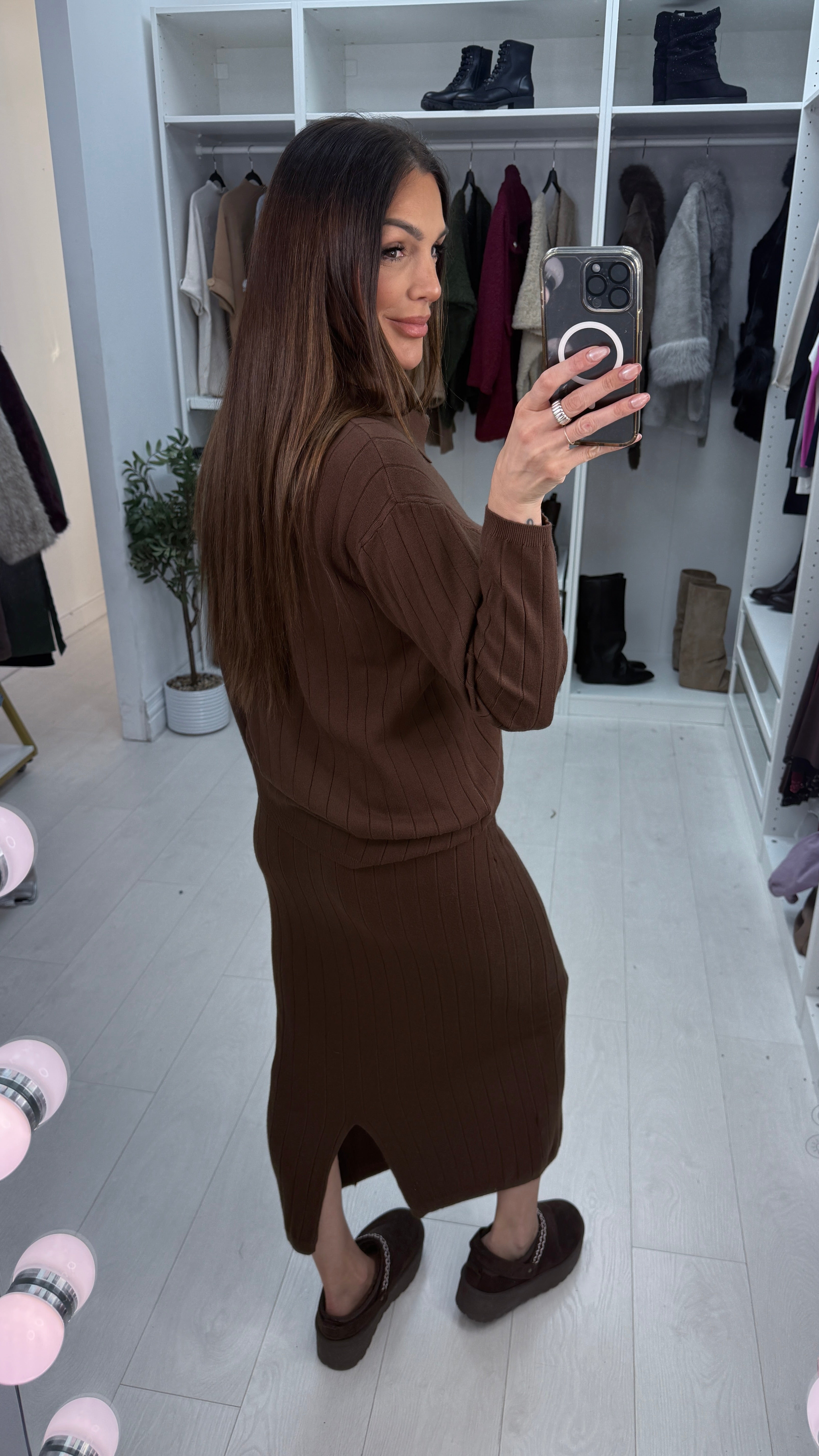 Zasha Plain Ribbed Skirt Co-Ord Set