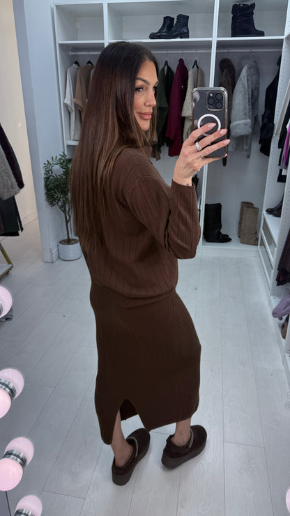Zasha Plain Ribbed Skirt Co-Ord Set