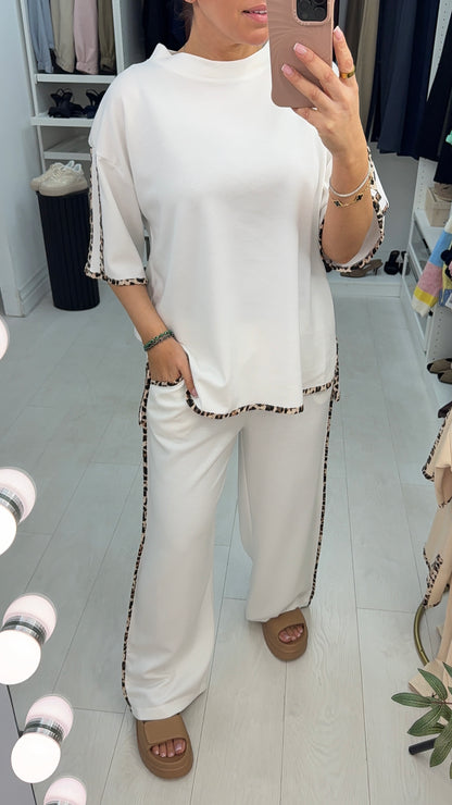 Lilith Leopard Trim Loose Loungewear Set