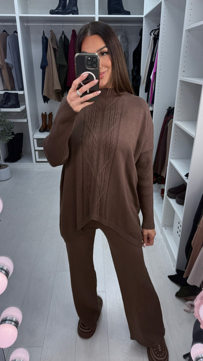 Zelda Plain Textured Detailed Loose Fit Loungewear Set