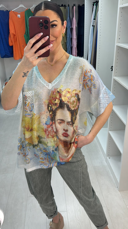 Annetta Floral Print Lurex Lightweight Top