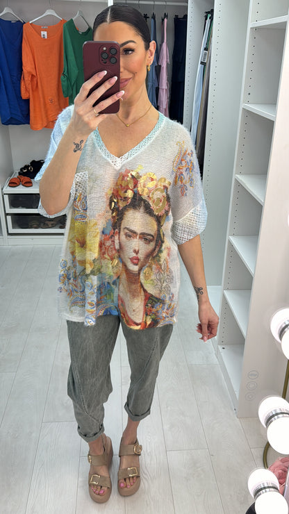 Annetta Floral Print Lurex Lightweight Top