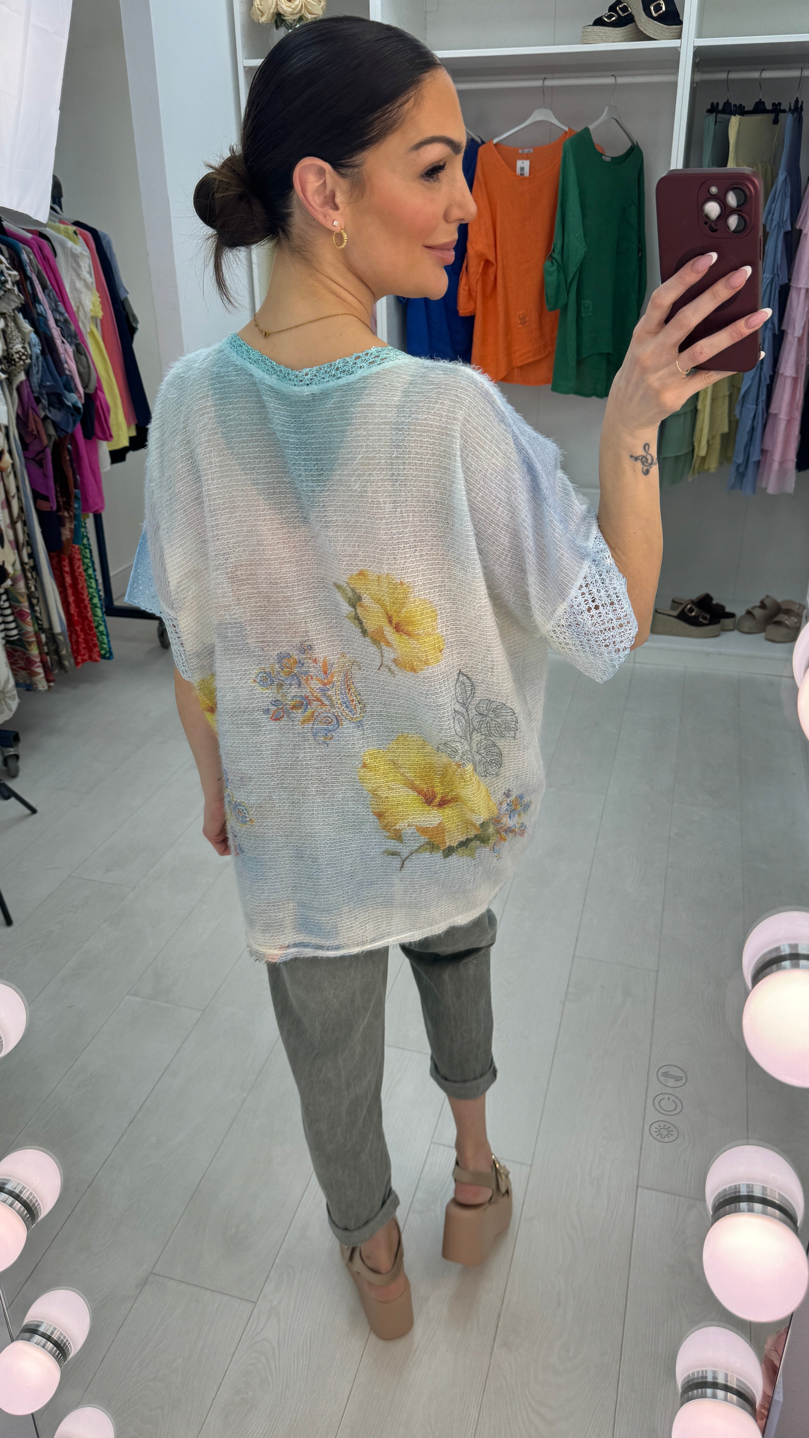 Annetta Floral Print Lurex Lightweight Top