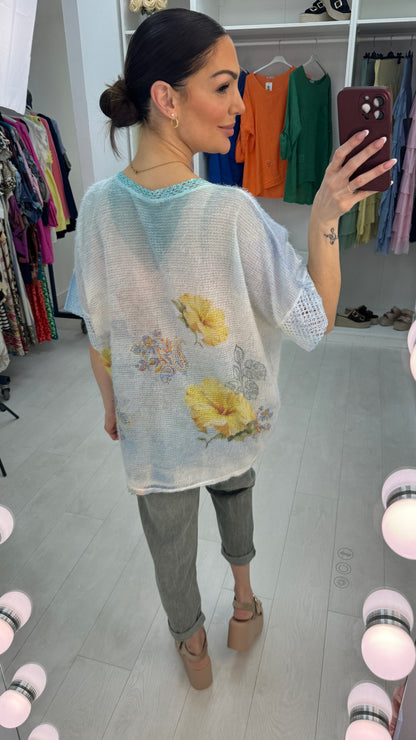 Annetta Floral Print Lurex Lightweight Top