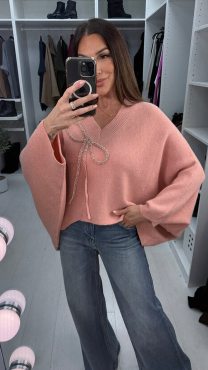 Brenae Embellished Bow Detailed Loose Fit Jumper