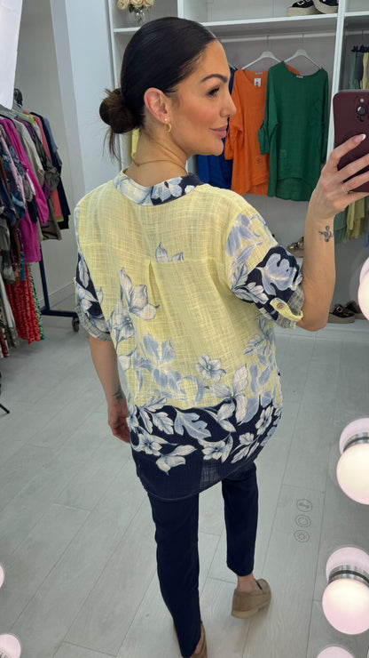 Adley Floral Print Button Detailed Top