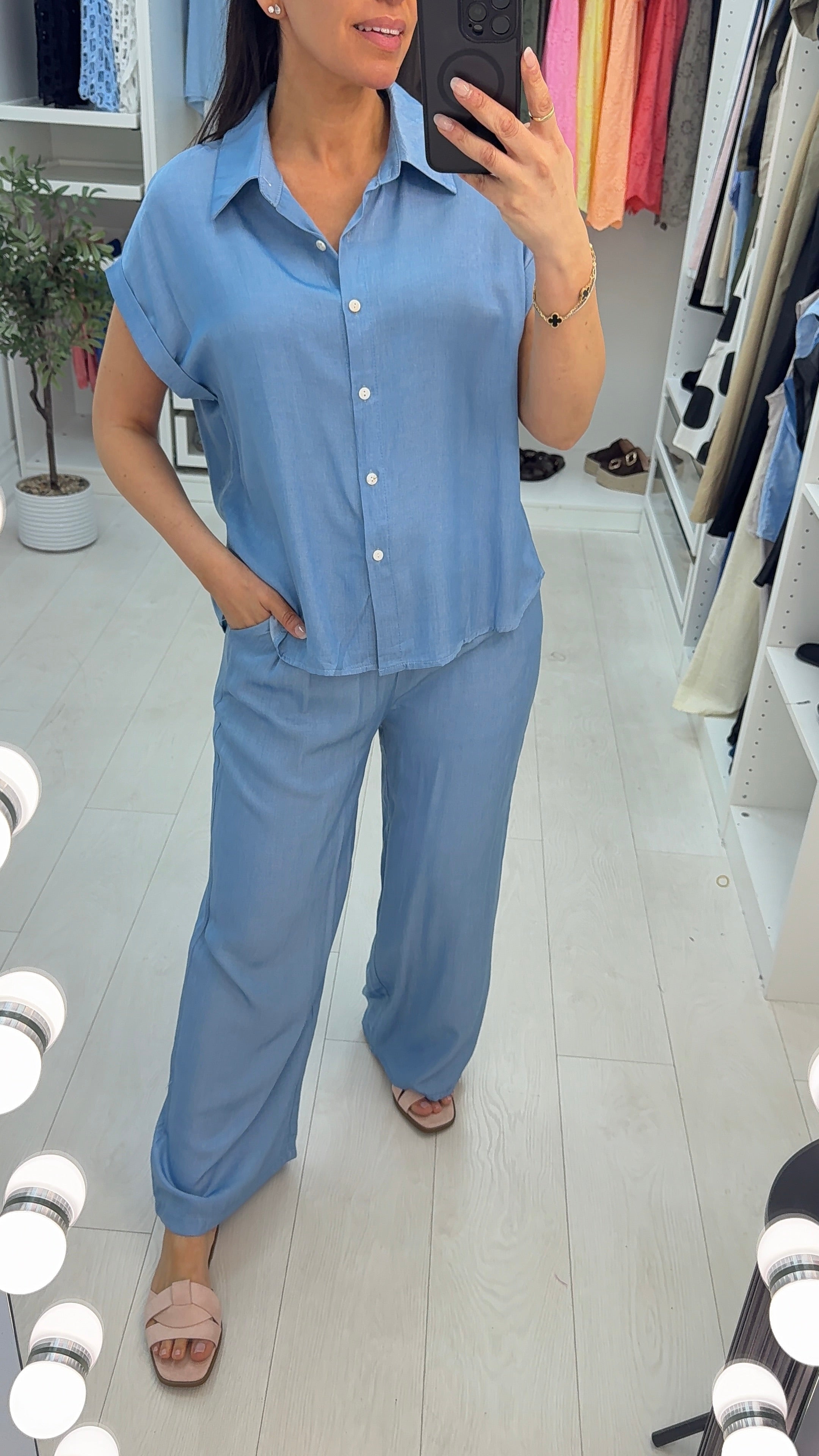 Nalan Denim Shirt Co-Ord Set