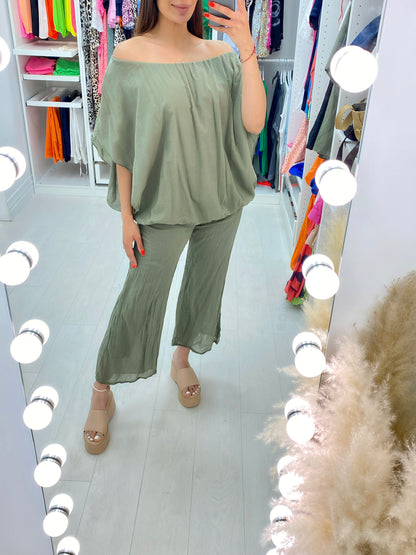 Fleur 2 Piece Ballon Hem Sheer Detail Trouser Set