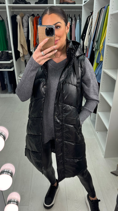 Tulula Black Hooded Padded Gilet