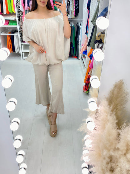 Fleur 2 Piece Ballon Hem Sheer Detail Trouser Set