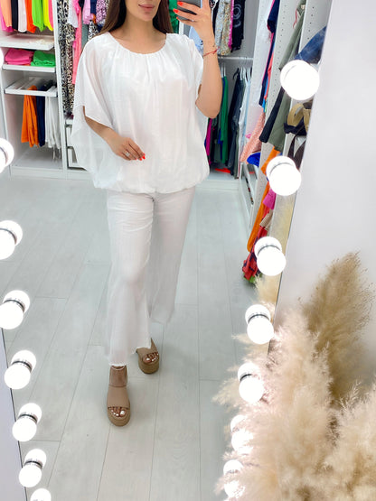 Fleur 2 Piece Ballon Hem Sheer Detail Trouser Set