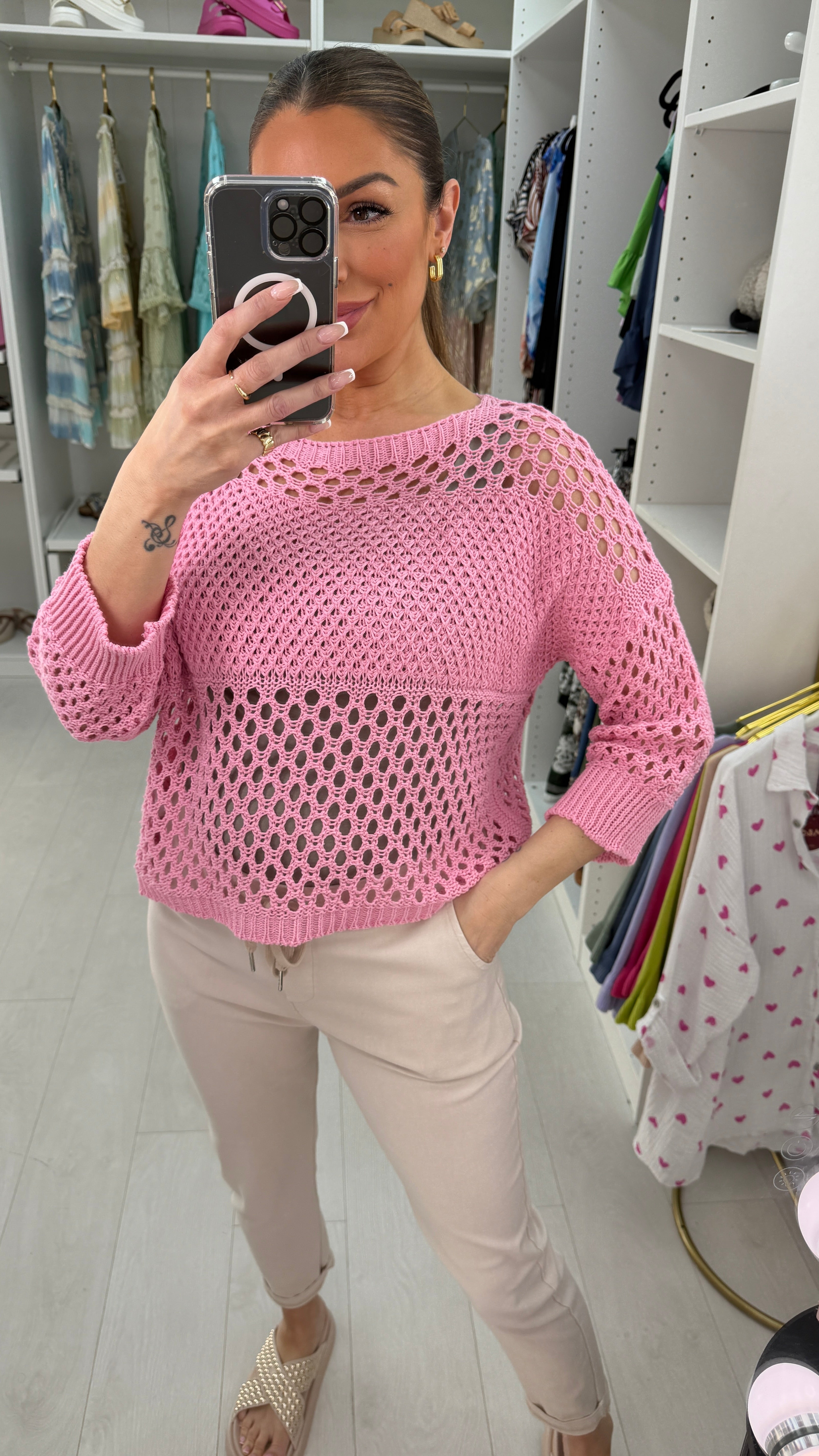 Lorraine Plain Crochet Knit Top
