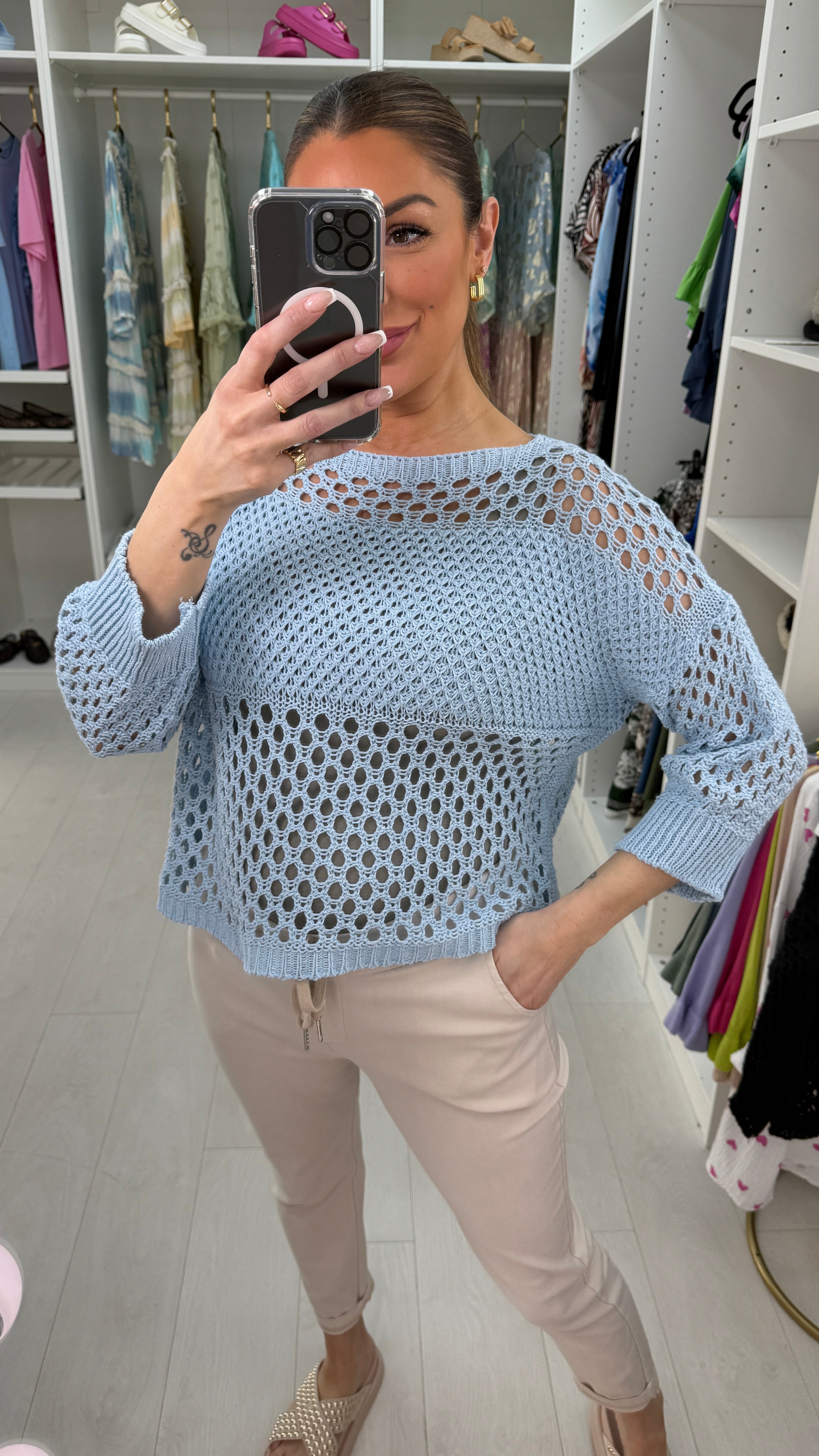 Lorraine Plain Crochet Knit Top