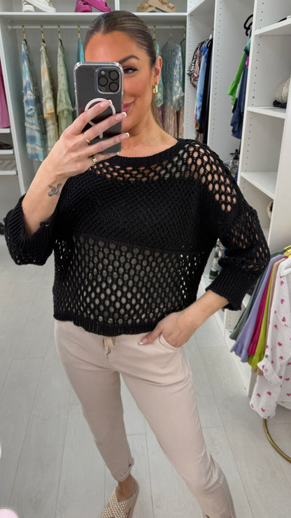 Lorraine Plain Crochet Knit Top
