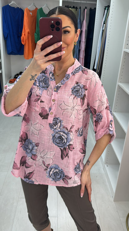 Bobbi Floral Print 3/4 Sleeve V Neck Top