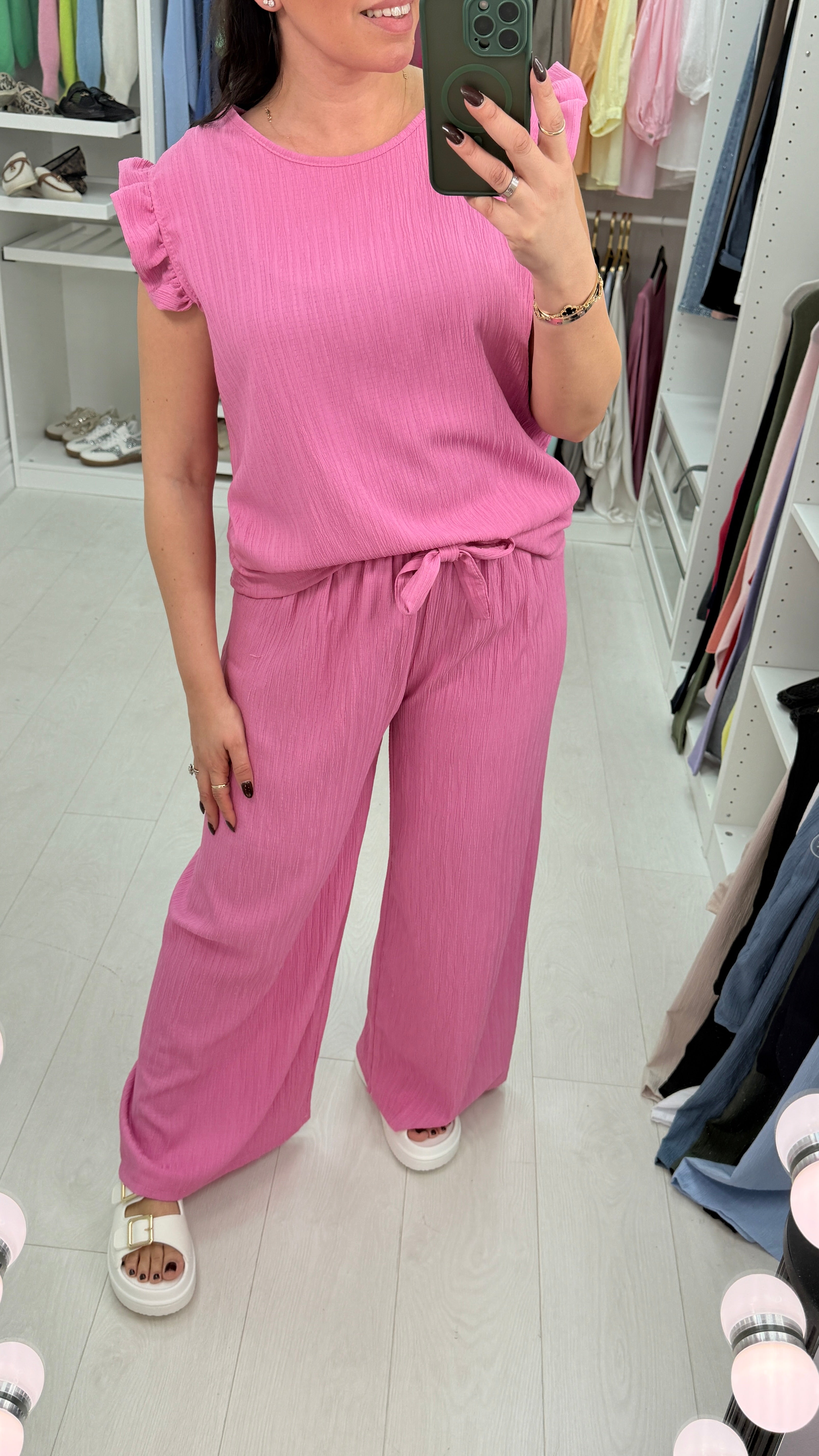 Simonia Frill Shoulder Crepe Co-ord Set