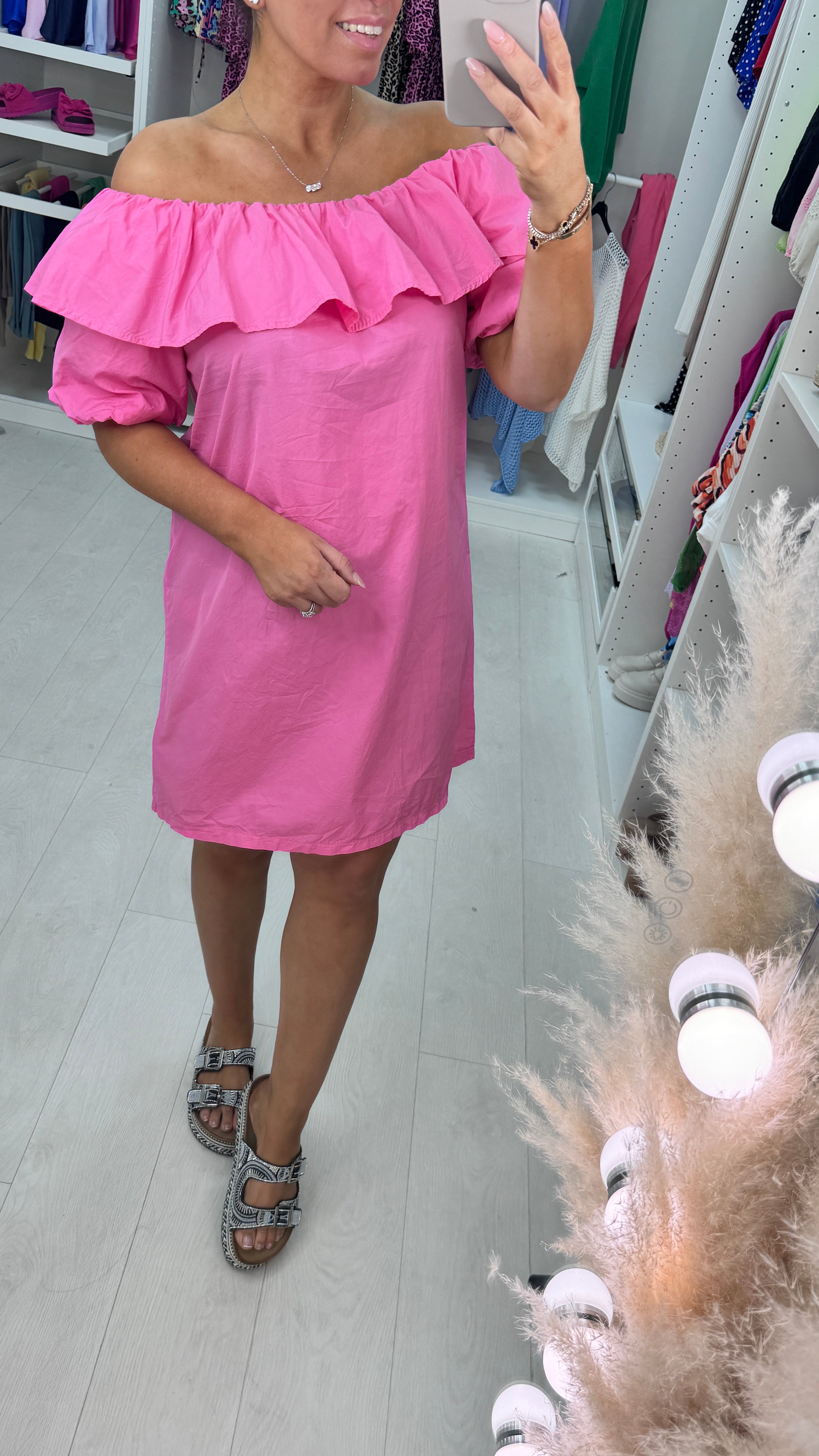 Marlena Puff Sleeve Spaghetti Strap Dress