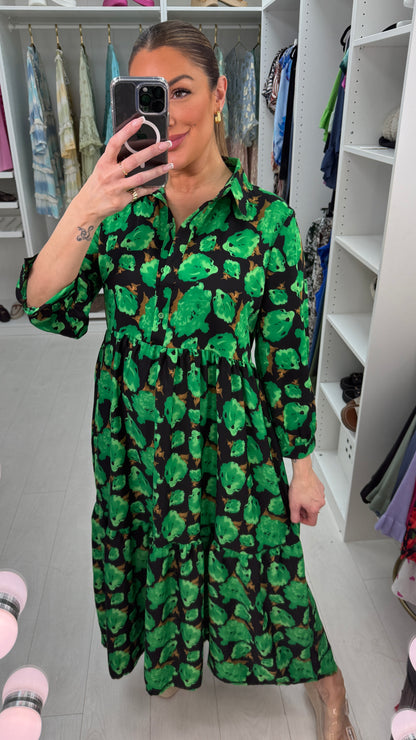 Payton Flower Print Tiered Maxi Dress