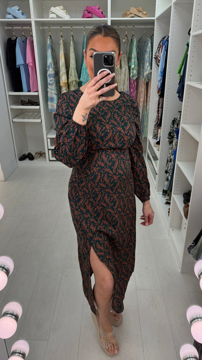 Bexie Emerald Paisley Floral Print Swing Dress