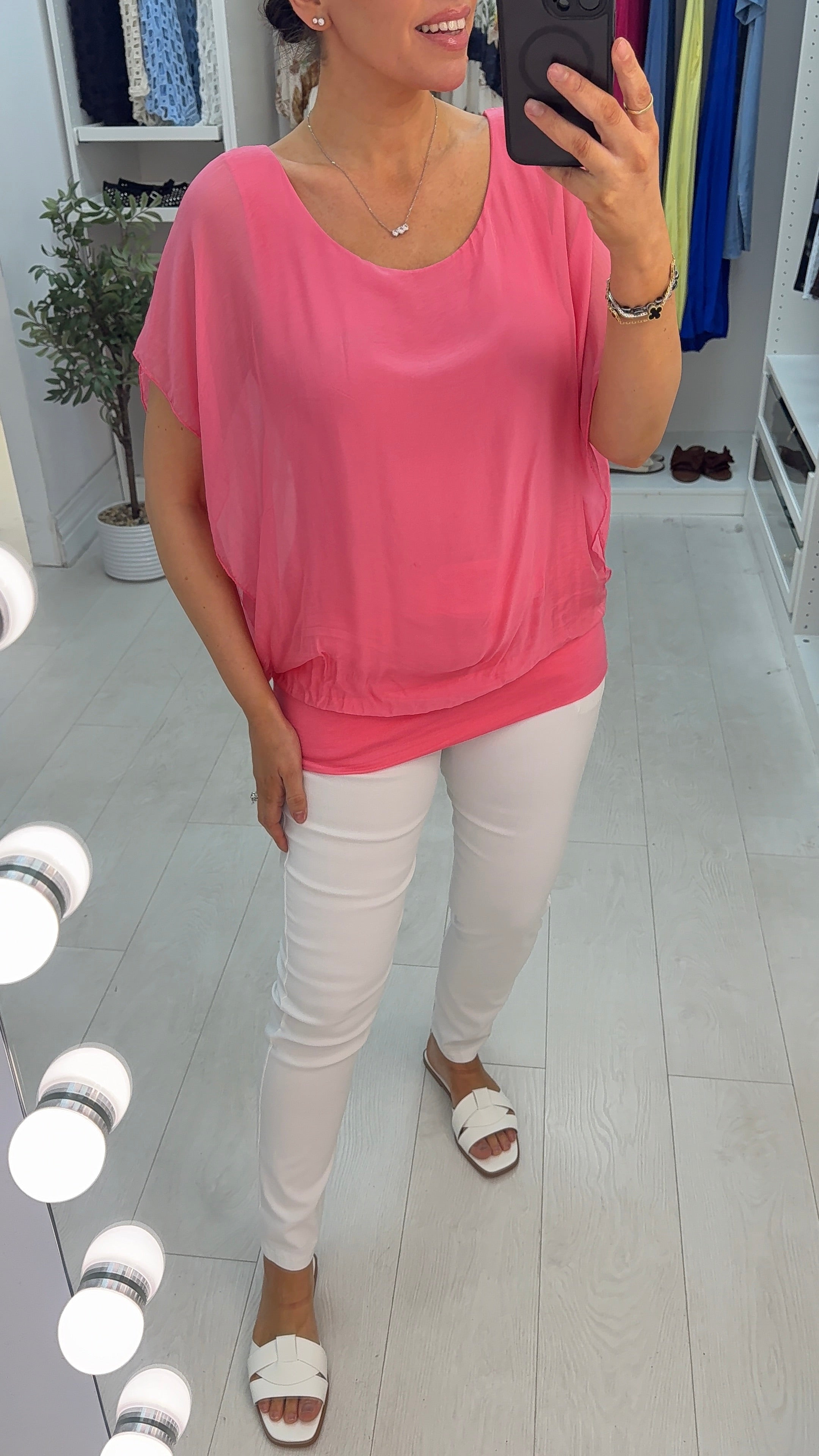 Carrin Plain Bubble Hem Chiffon Top