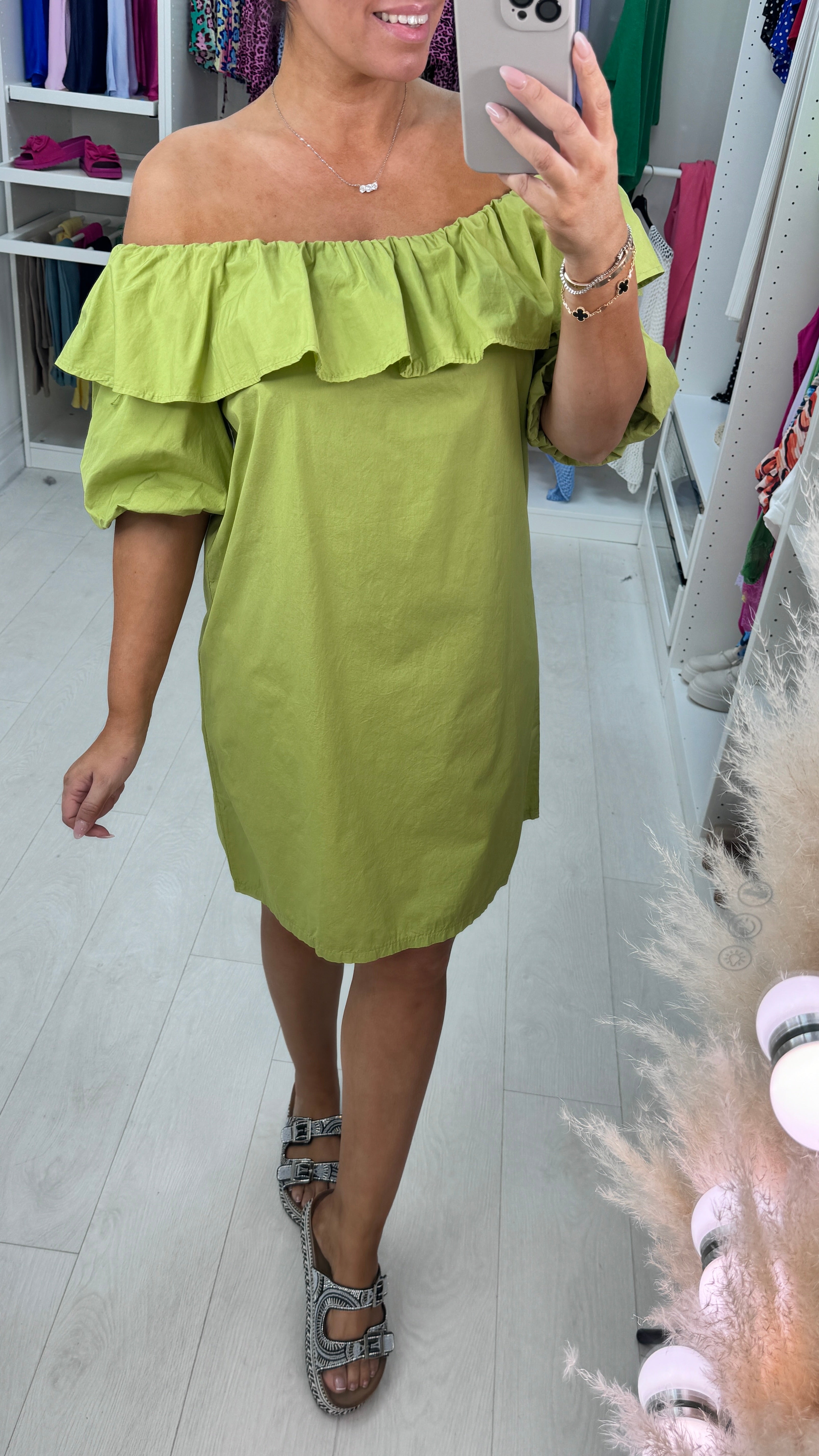 Marlena Puff Sleeve Spaghetti Strap Dress