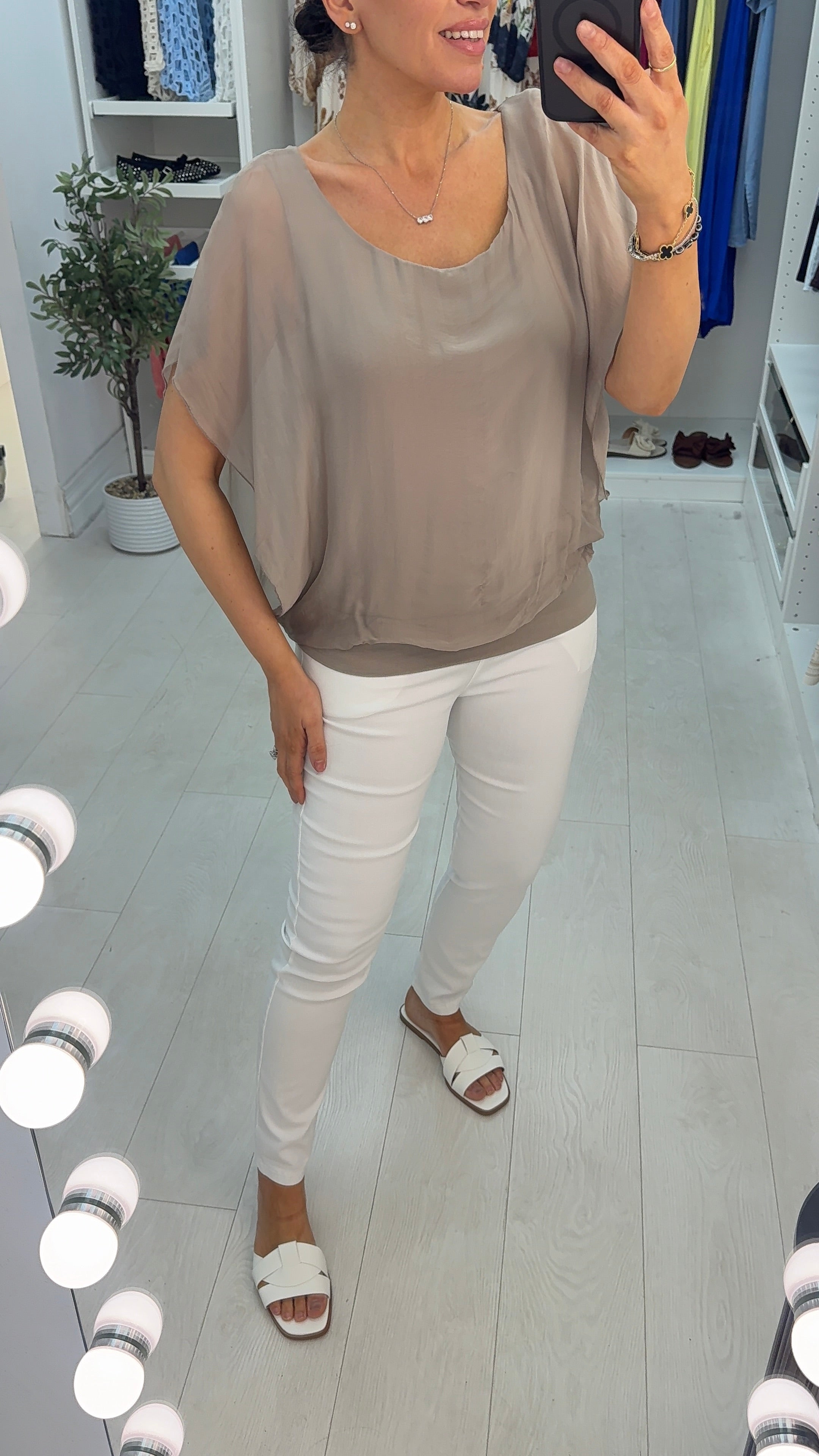 Carrin Plain Bubble Hem Chiffon Top