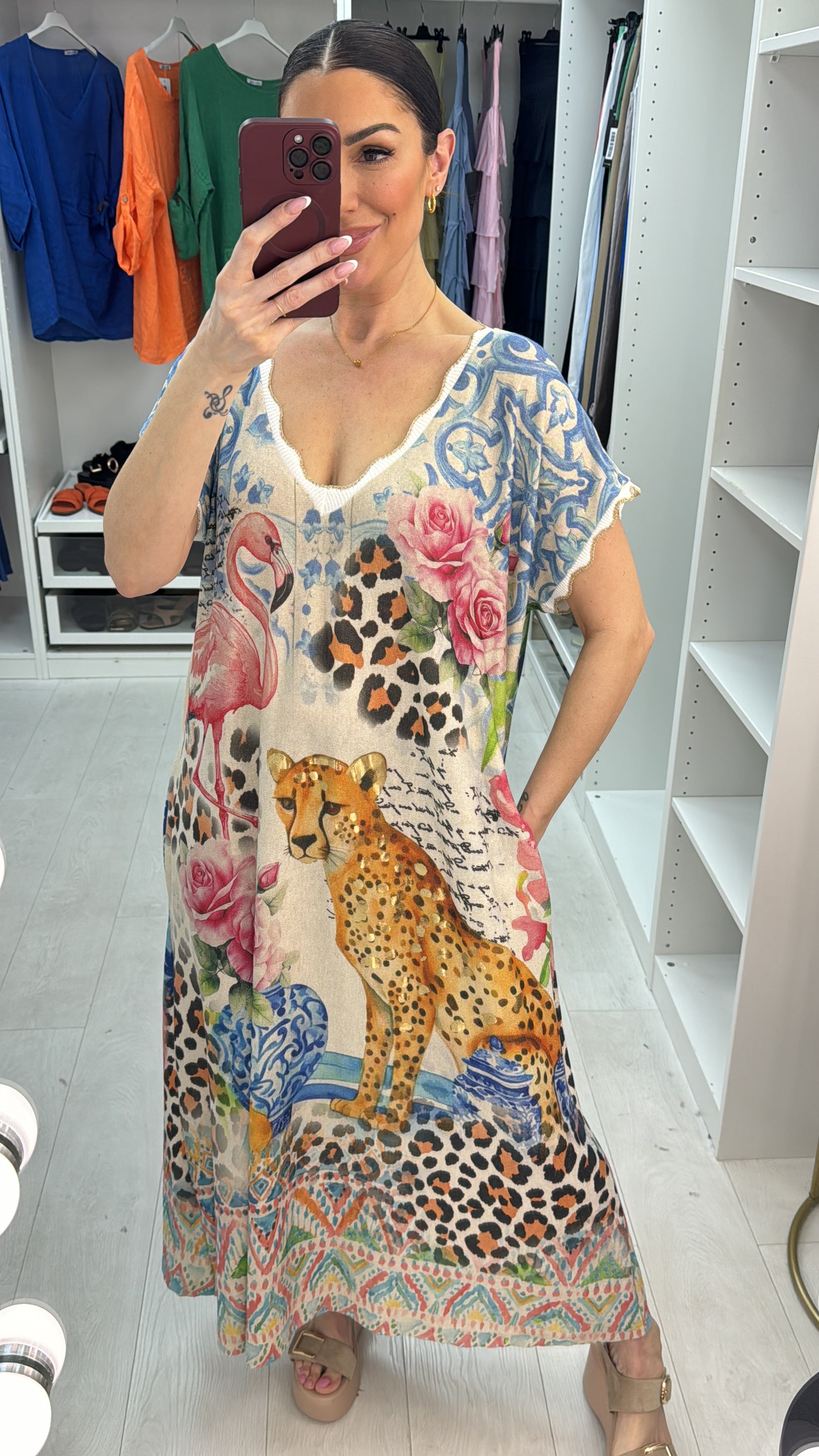 Bridie Animal Pattern Short Sleeve Loose Fit Dress