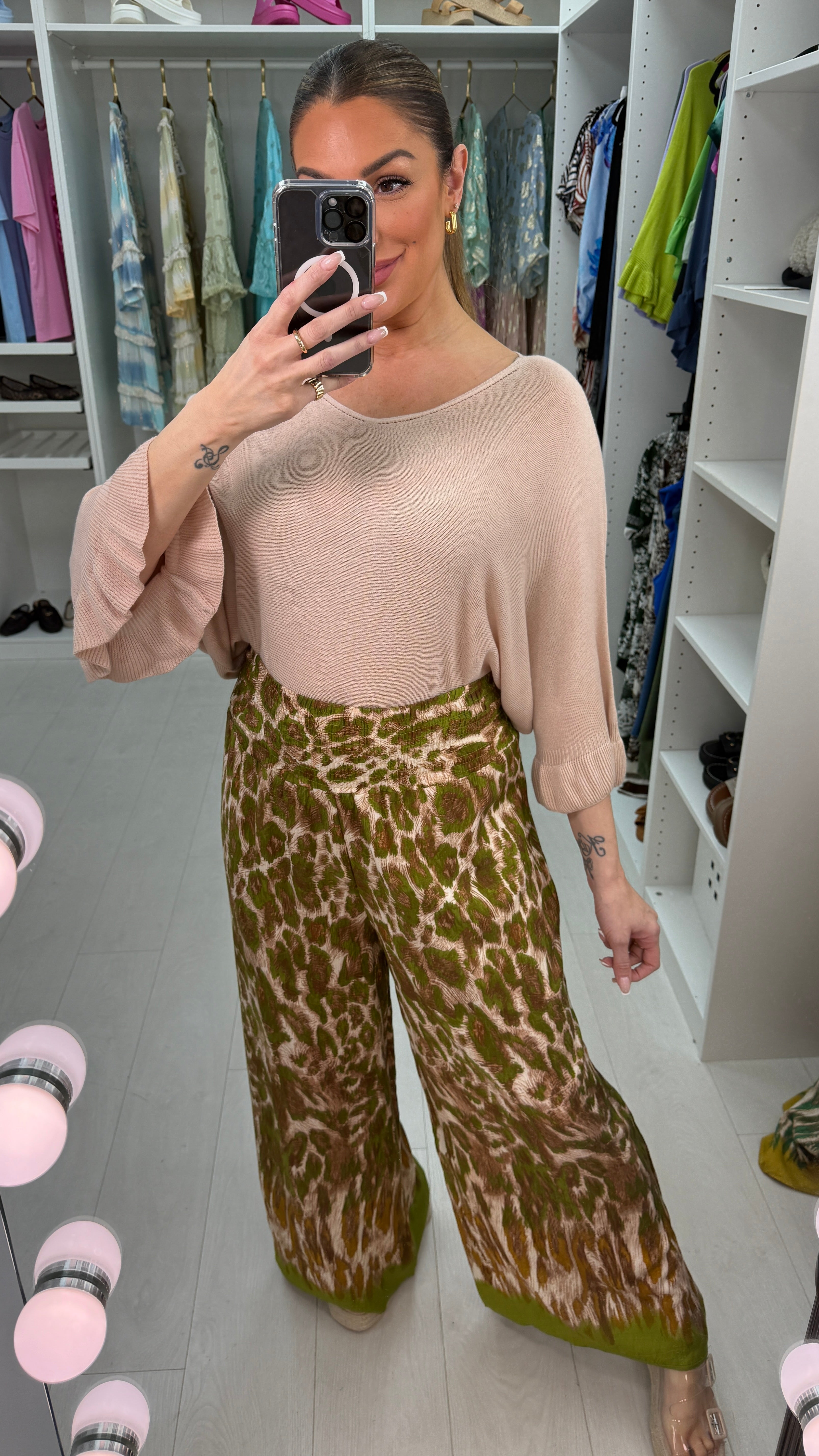 Selina Animal Print Elasticated High Waist Trousers