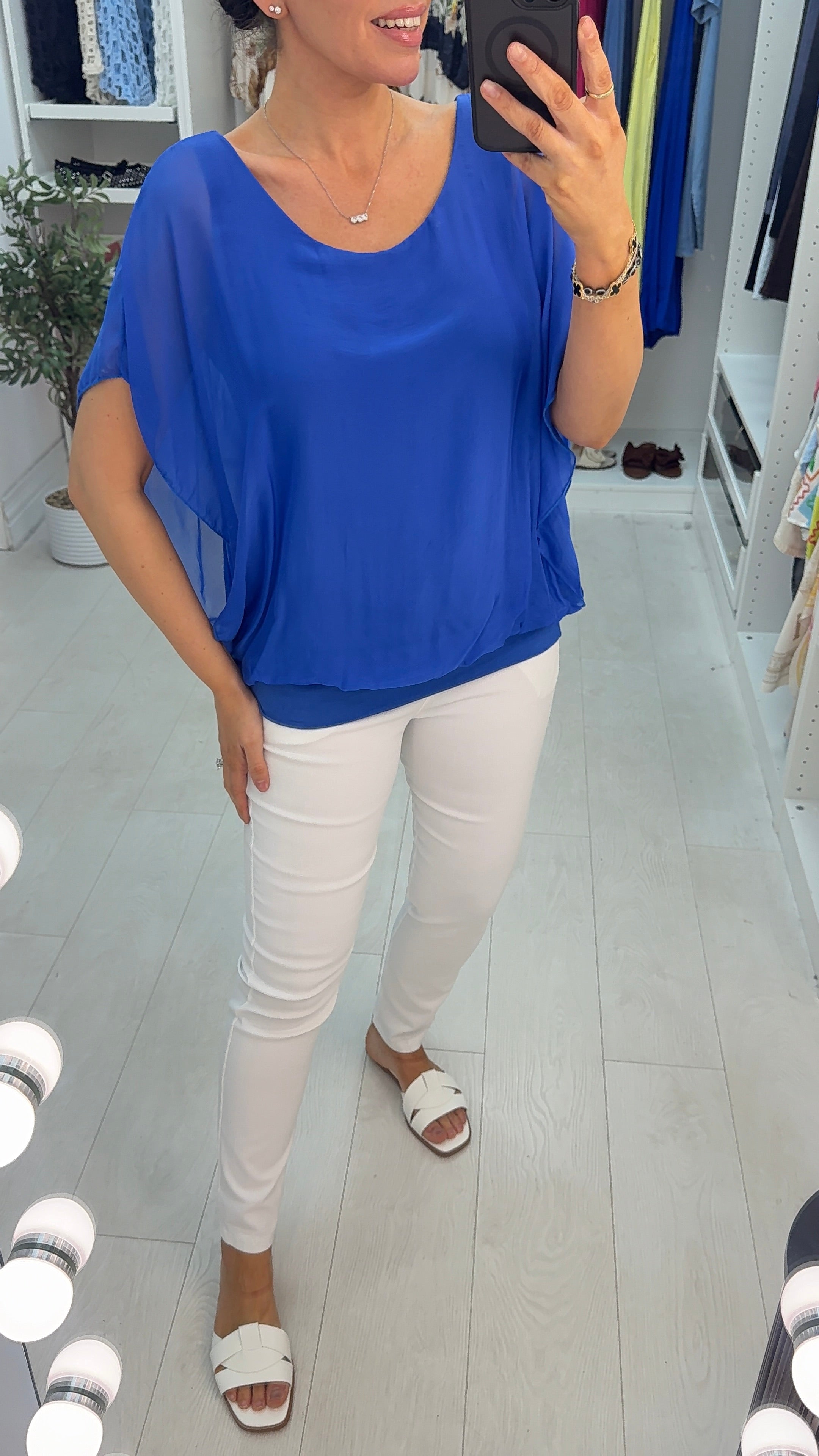 Carrin Plain Bubble Hem Chiffon Top