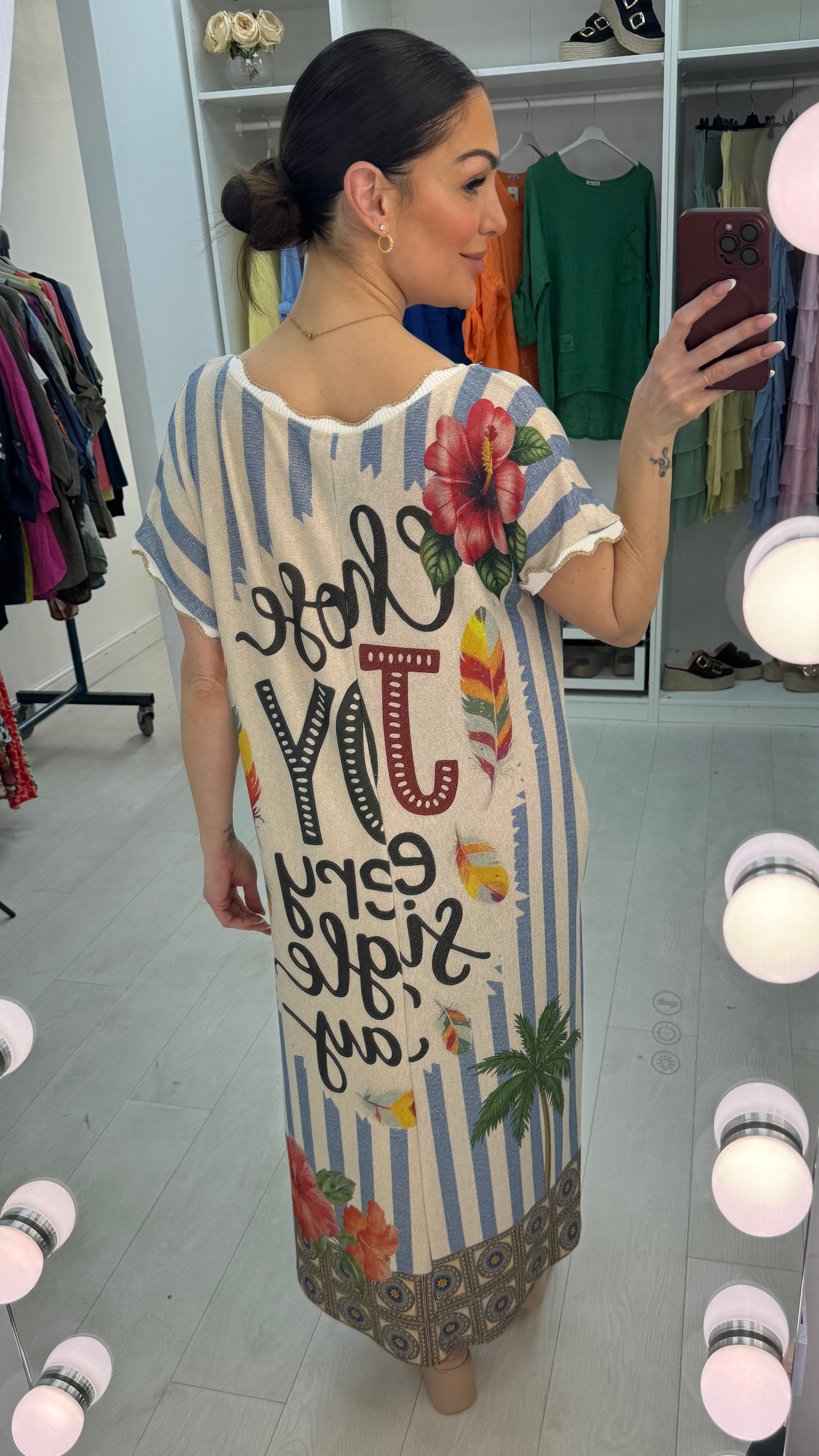 Jannie 'Choose Joy' Slogan Loose Fit Dress
