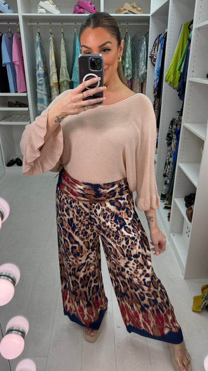 Selina Animal Print Elasticated High Waist Trousers