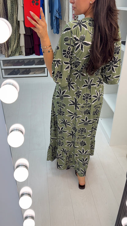Meadow V Neck Shirred Waist Magic Maxi Dress