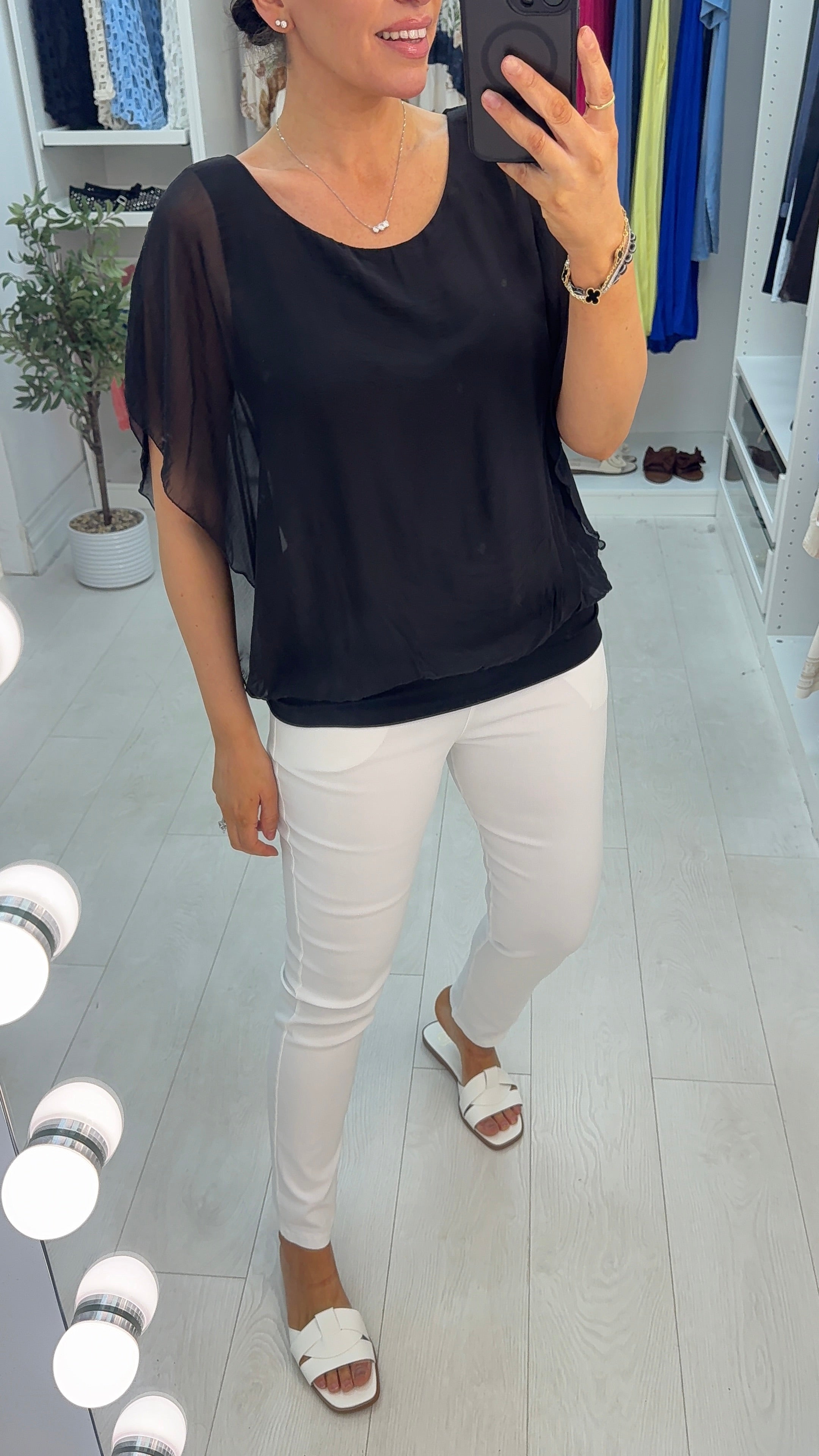 Carrin Plain Bubble Hem Chiffon Top