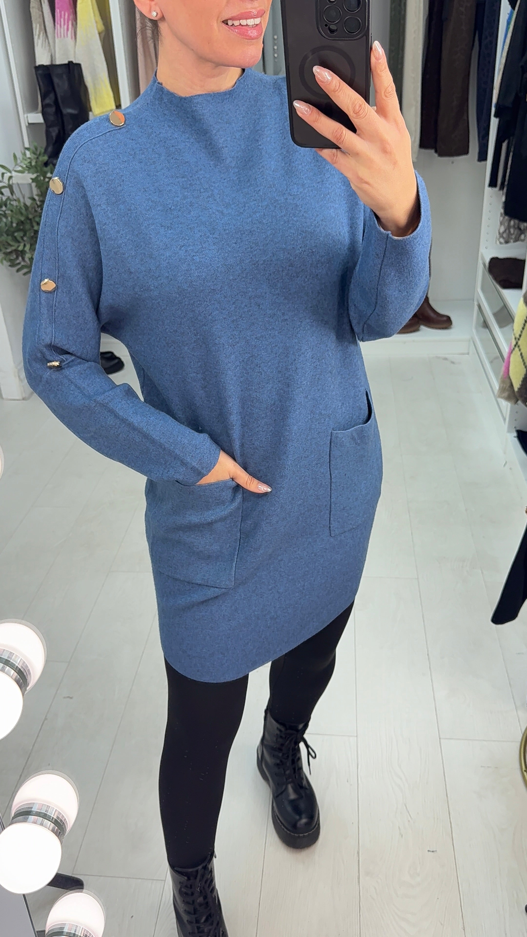 Renni Plain Button Detailed Longline Jumper