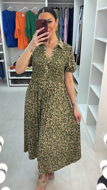 Linda Elasticated Bust Short Sleeve Magic Midi Dress