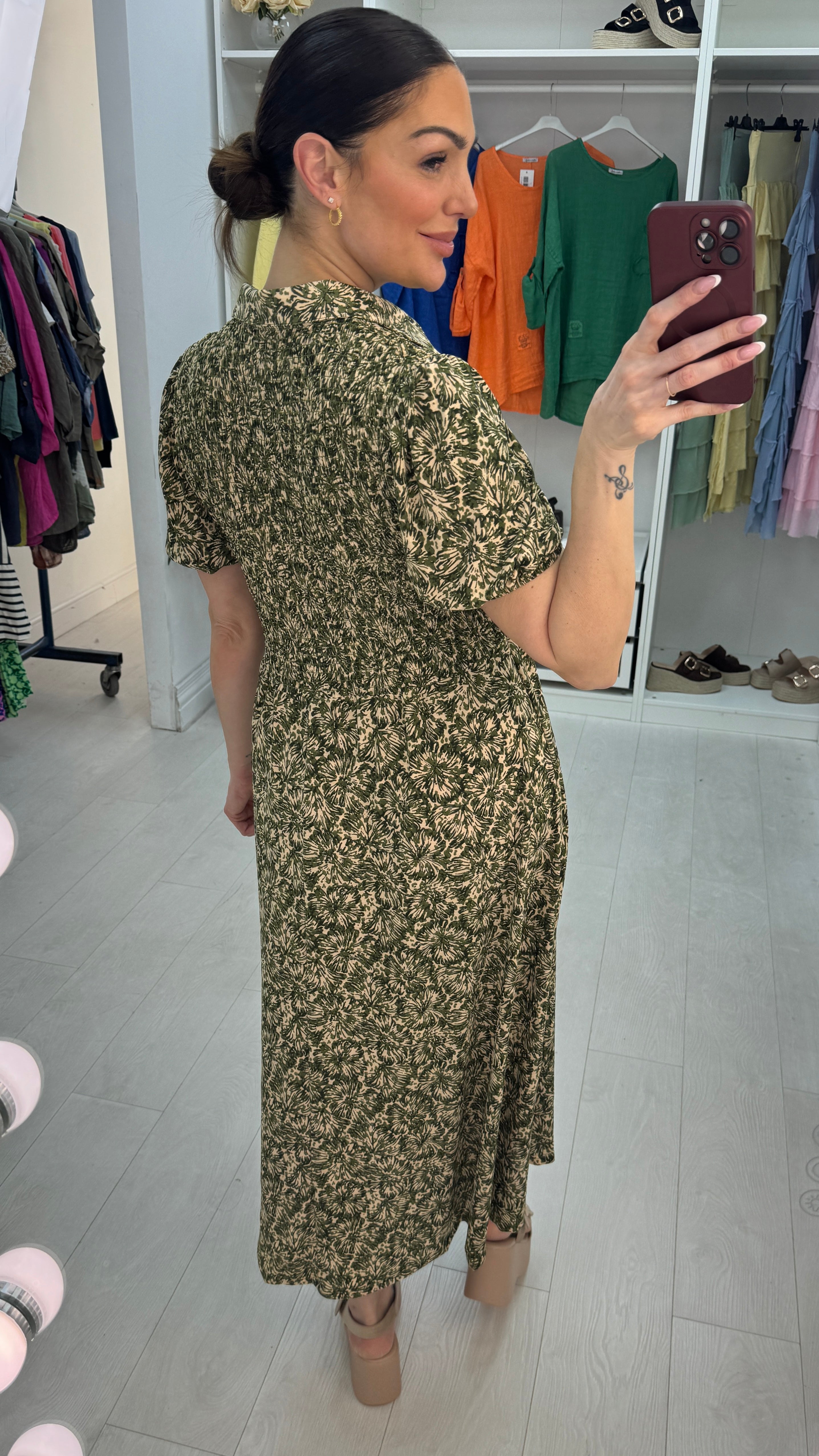 Linda Elasticated Bust Short Sleeve Magic Midi Dress