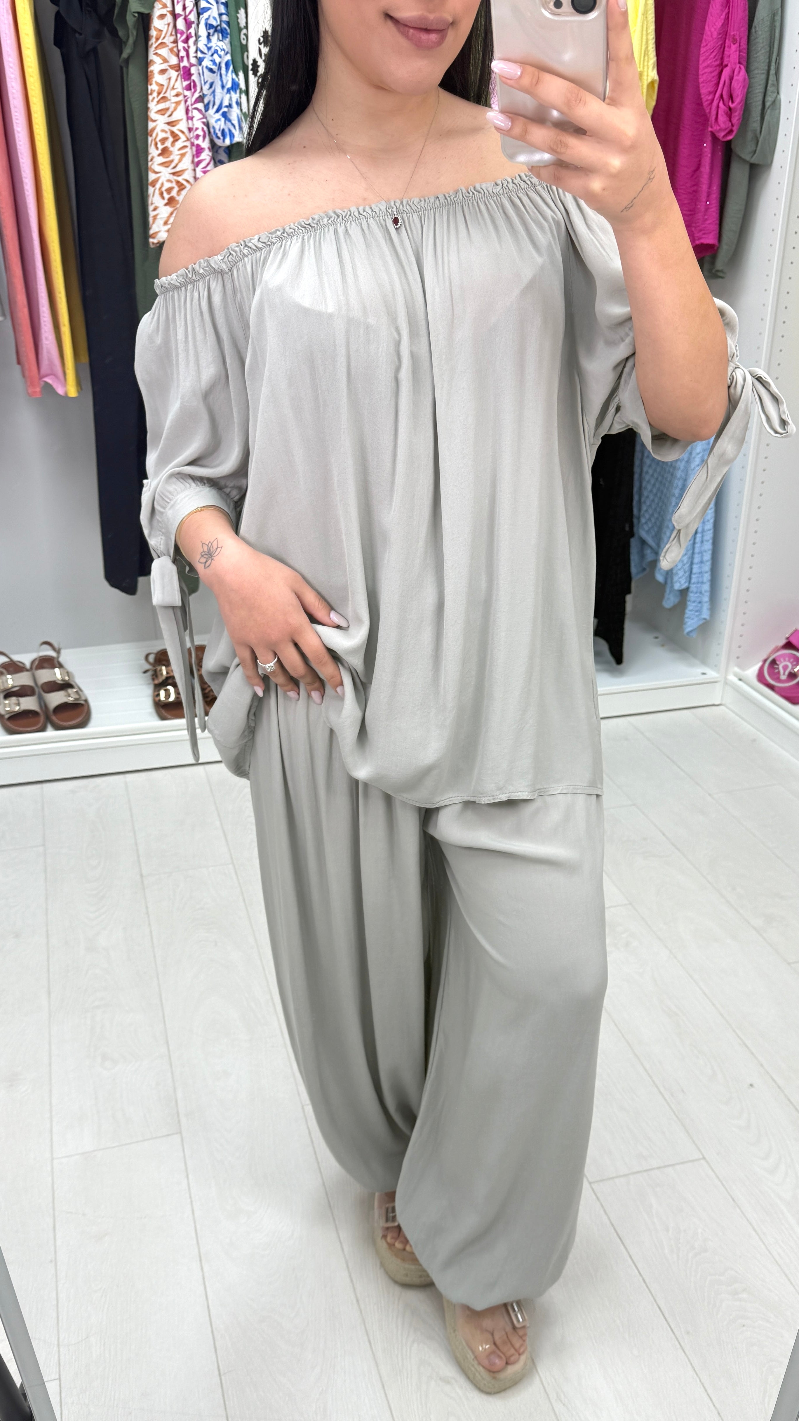 Sapphira Elasticated Tie Shoulder Hareem Co-Ord