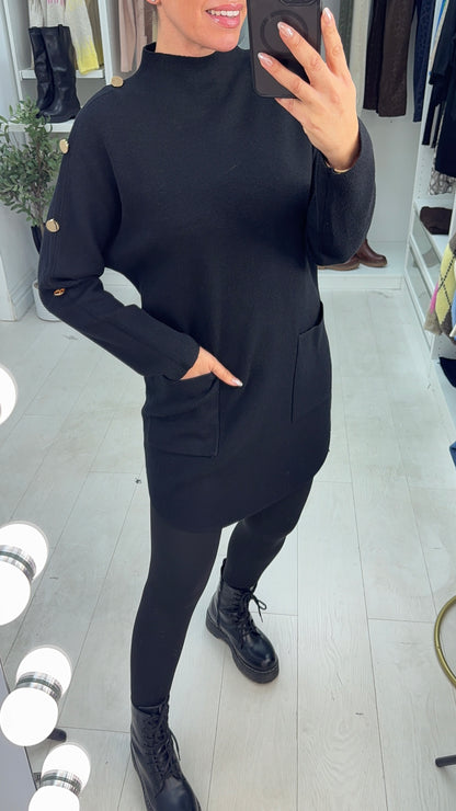 Renni Plain Button Detailed Longline Jumper