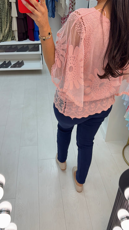 Izobel Embroidery Detailed Batwing Sleeve Blouse
